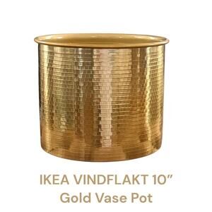 IKEA VINDFLAKT VINDFLÄKT Gold Vase Pot 8" Hgih